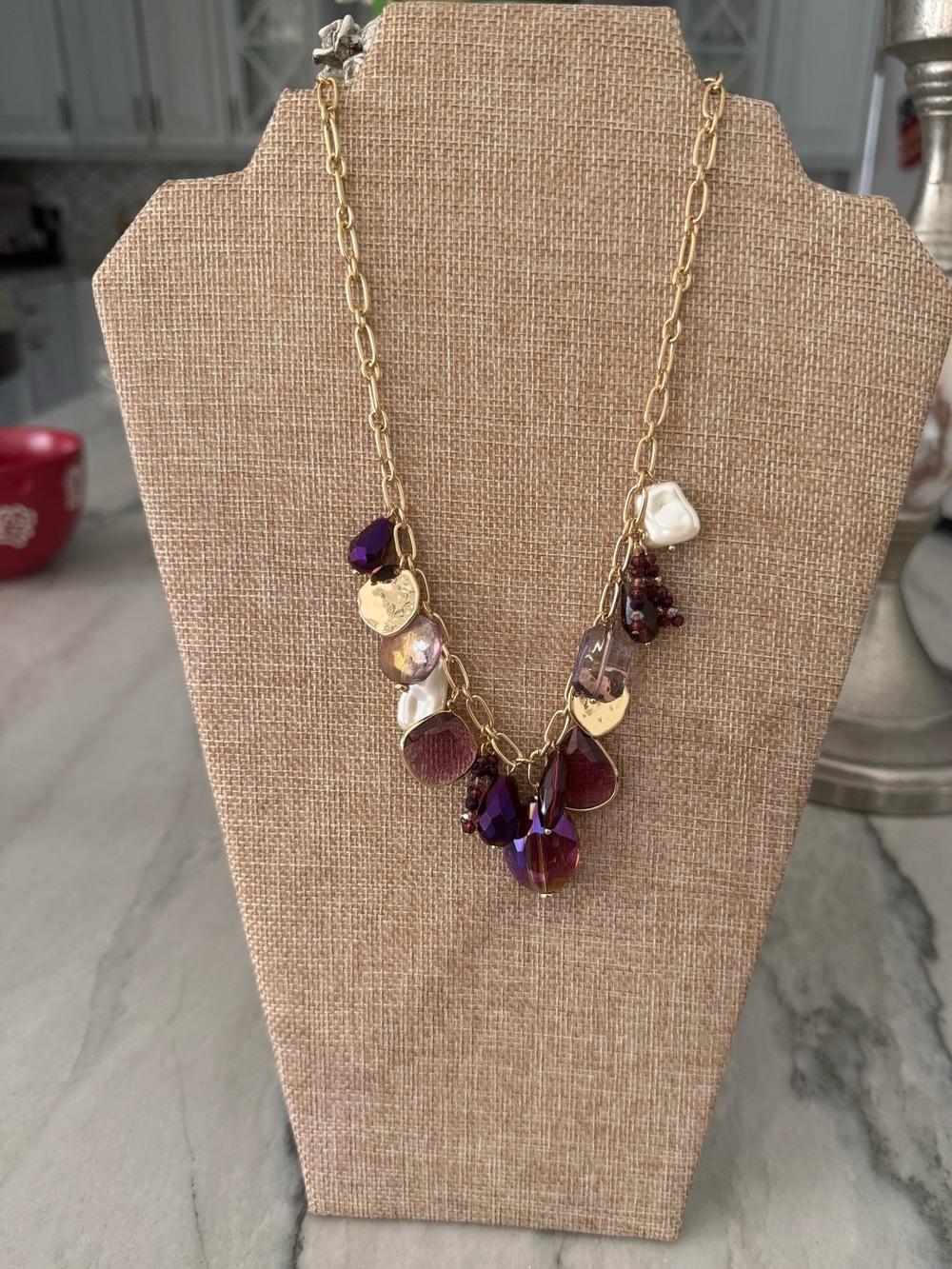 Style & Co. Gold-Tone Necklace with Purple and Pearl Accents